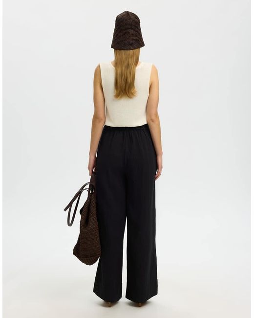 SELECTED Black Wide-Leg Trousers