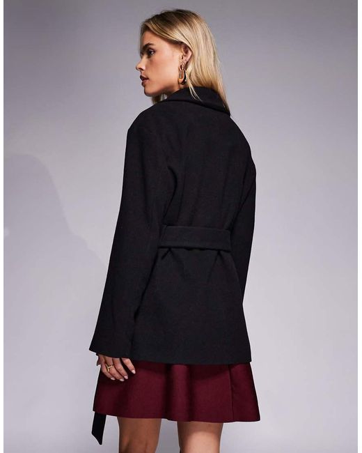 Forever New Black Formal Smart Wrap Coat