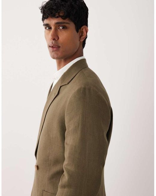 ASOS Green Premium 100% Linen Regular Suit Jacket for men