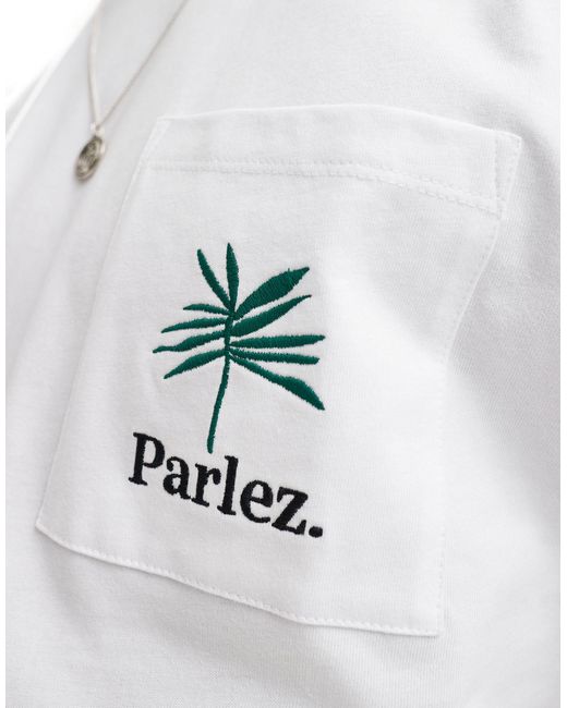Parlez White Embroidered Logo Short Sleeve T-shirt for men
