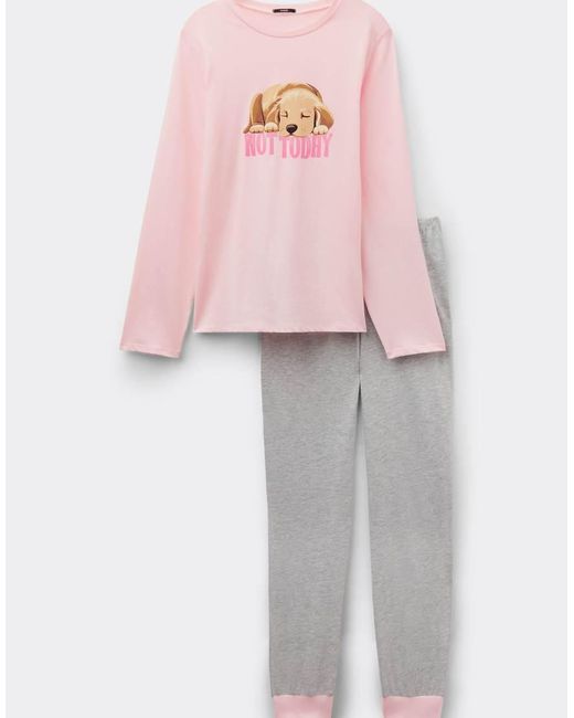 Tezenis Gray Long Pyjamas Printed Not Today