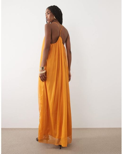 Mango Brown Flowy Maxi Dress