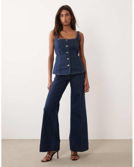 GOOD AMERICAN Blue Good Waist Palazzo Jean Co-ord