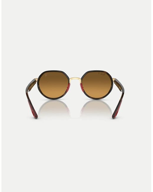Ray-Ban Natural Rb3703M Scuderia Ferrari Collection Irregular Polarised Sunglasses With Mirrored Lens