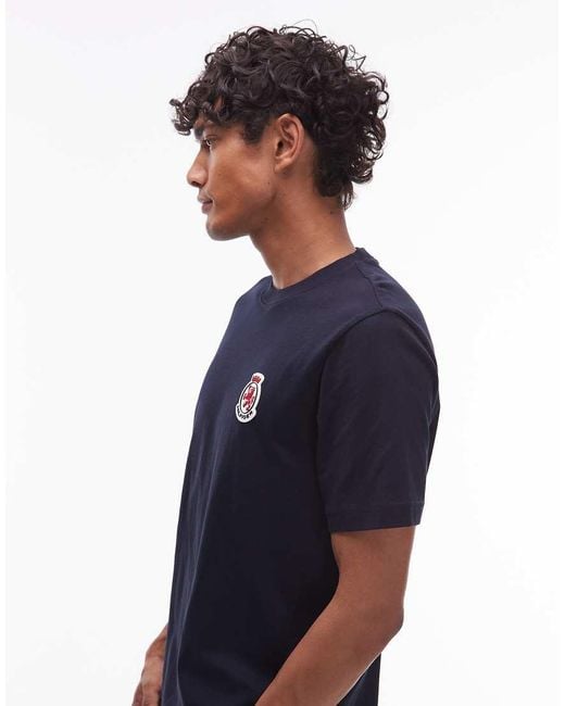 Camiseta Negra Con Logo De Escudo De Tommy Hilfiger de hombre de color Blue