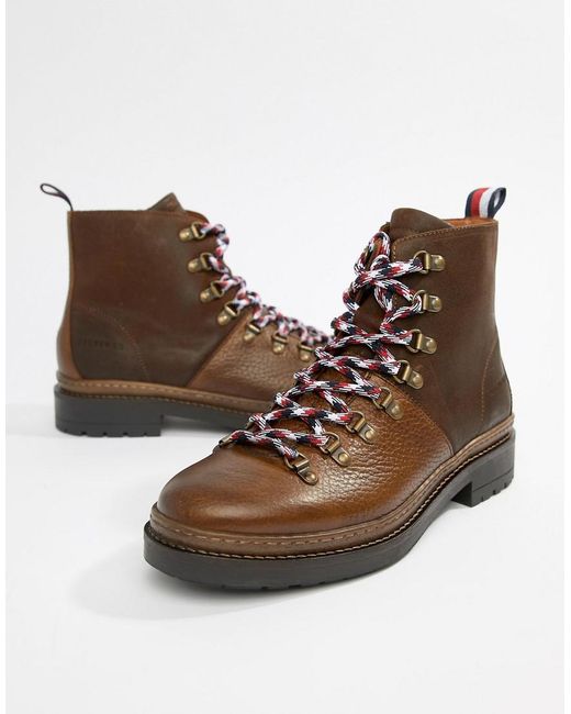 Tommy Hilfiger Leather Outdoor Hiking Boot In Brown for Men | Lyst UK