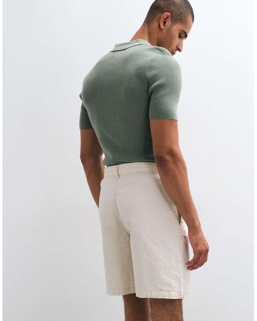 ASOS Multicolor Mid Length Linen Blend Jort for men