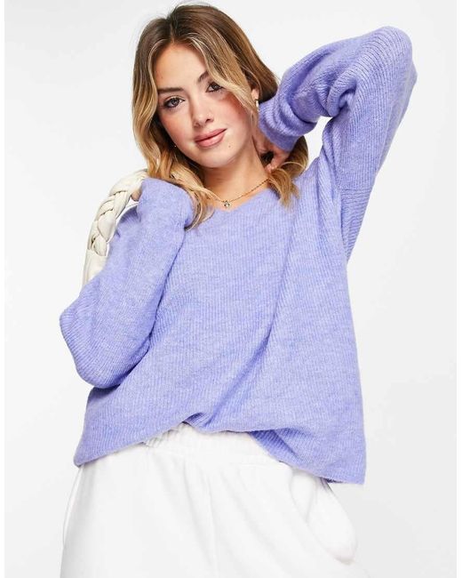 Jersey Con Cuello De Pico De Punto Ligero De -Morado Vero Moda de color Purple