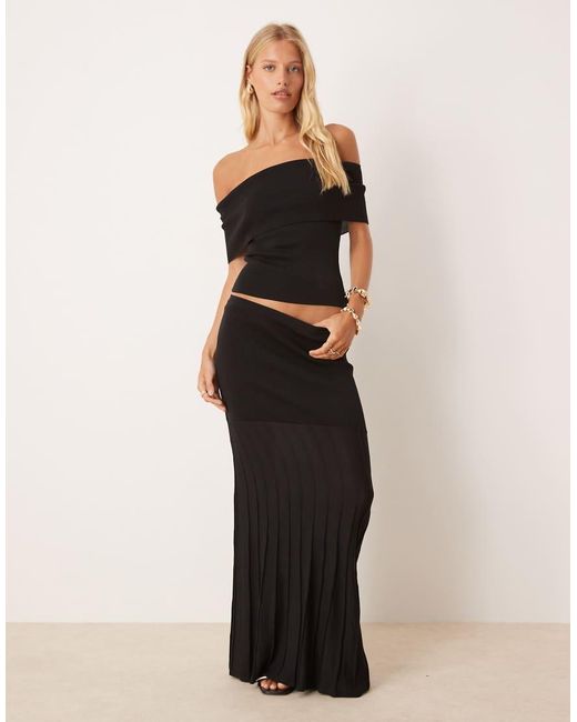 Pretty Lavish Black Drop Hem Knit Midaxi Skirt