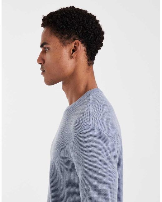 Hollister Blue Crew Neck Long Sleeve Thermal Top for men