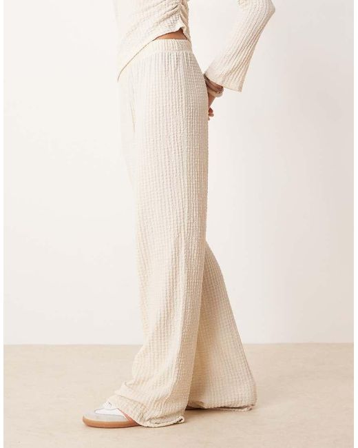 ASOS Natural Co-ord Textured Wide Leg Trouser