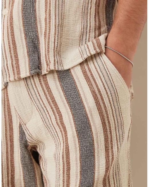 SELECTED Gestreepte Short Met Textuur in het Natural voor heren