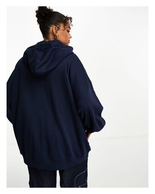 ASOS Blue Asos Design Curve Zip Through Hoodie With New York Graphic