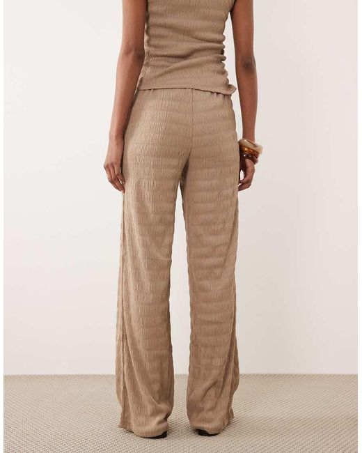 Brave Soul Natural Wide Leg Textured Jersey Pants