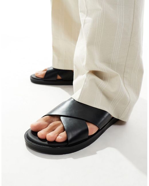ASOS White Cross Strap Sandals for men