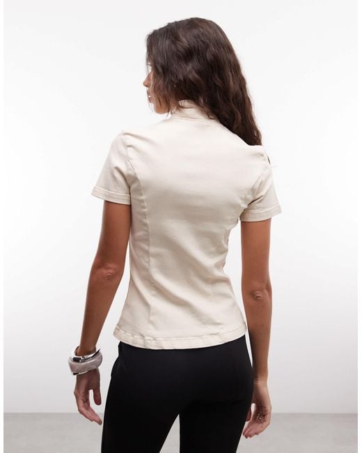 Weekday White Structured Button Up Top
