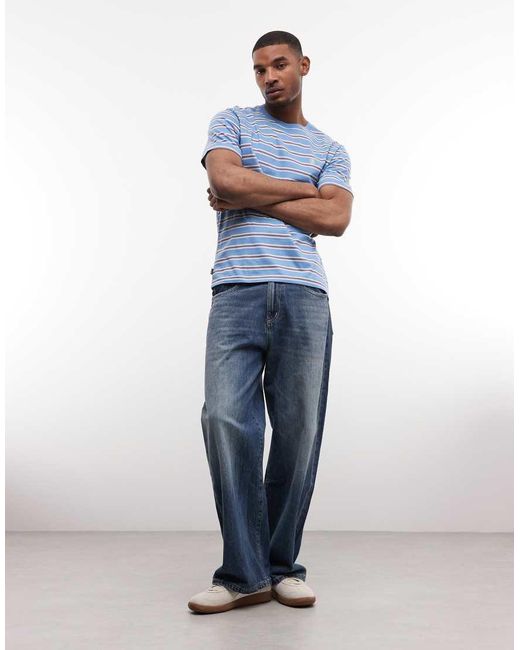 Element Blue Icon Embroidered Striped T-shirt for men
