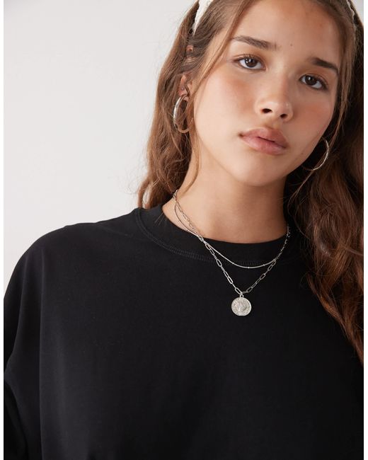 Lioness Black Bloom Cotton Long Sleeve Crew Neck Boxy T-shirt