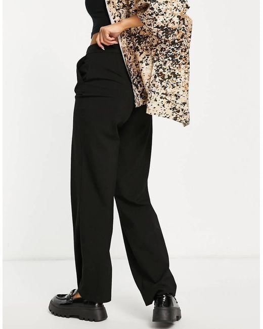 Pull&Bear Black Mid Waist Loose Fitting Trousers