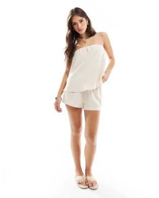 ASOS White – trägerloses, trapezförmiges oberteil aus leinenmix