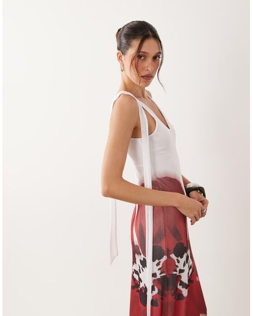 ASOS Pink Placement Print Midi Dress