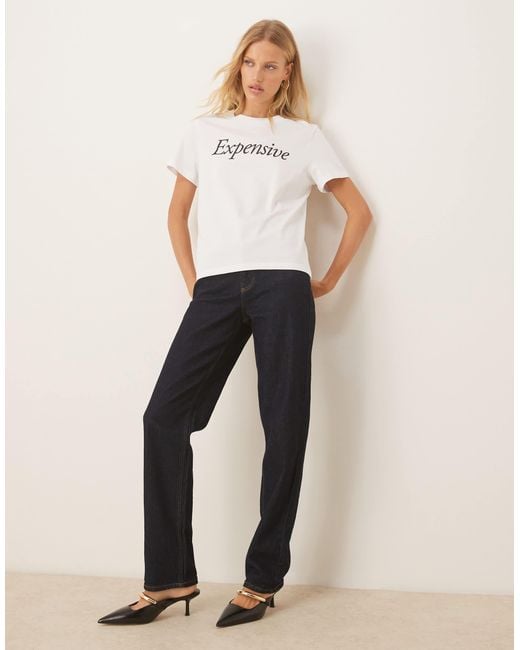 ASOS White Relaxed Baby Tee With Expensive Slogan