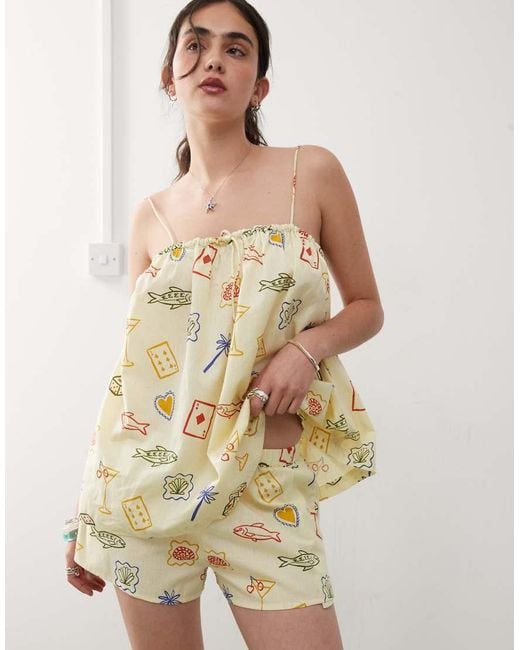 Reclaimed Vintage Natural Pull On Relaxed Beach Shorts