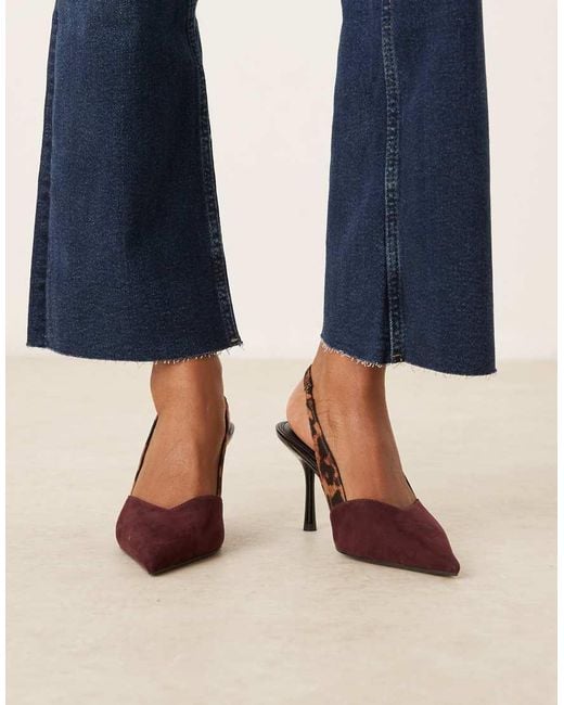 ASOS Blue Wide Fit Sabrina Slingback Stiletto Heel Shoes