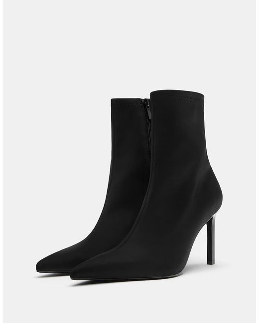 Pull&Bear Black Stretch High-heel Ankle Boots