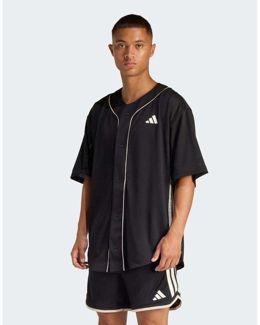 Adidas Originals Black Stadium Mesh Baseball Shirt for men