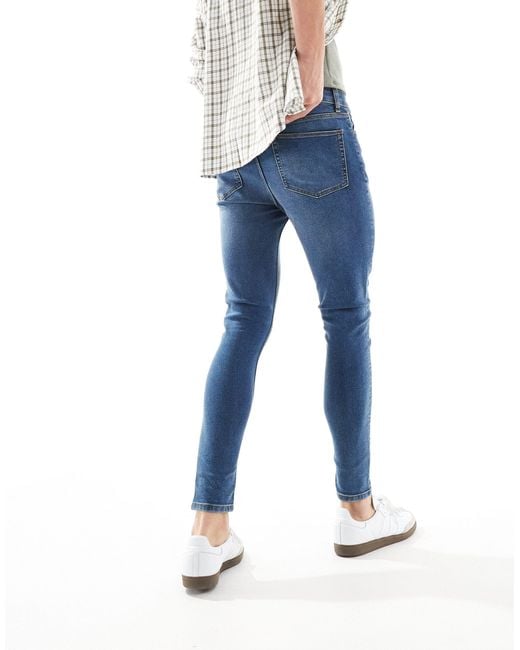 ASOS Blue Spray On Jeans With Power-stretch for men
