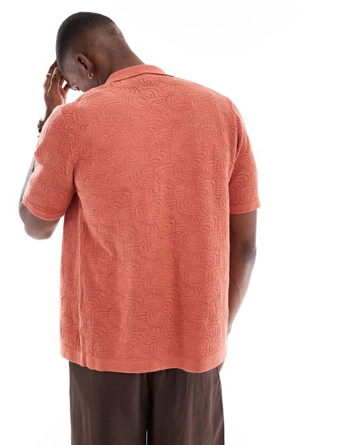 Chemise en maille ajourée avec col à revers - argile Only & Sons pour homme en coloris Red