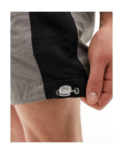 ASOS Black Wide Nylon Short With Side Stripe Panel for men