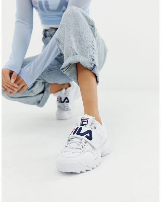 Fila White Velcro Strap With Applique Logo Disruptor 2 Premium Trainers