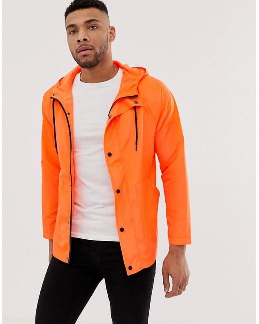 Another Influence Orange Festival Neon Rain Jacket for men