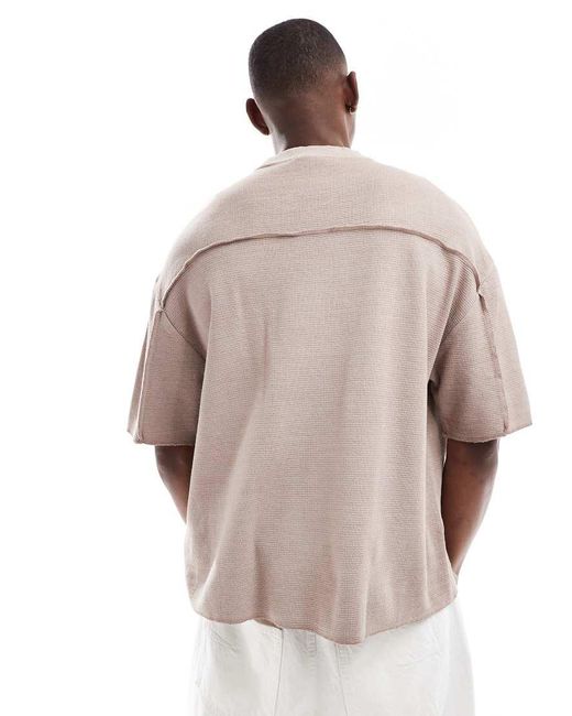 T-Shirt Lavorata A Nido D'Ape Grigia Slavato di Bershka in Gray da Uomo