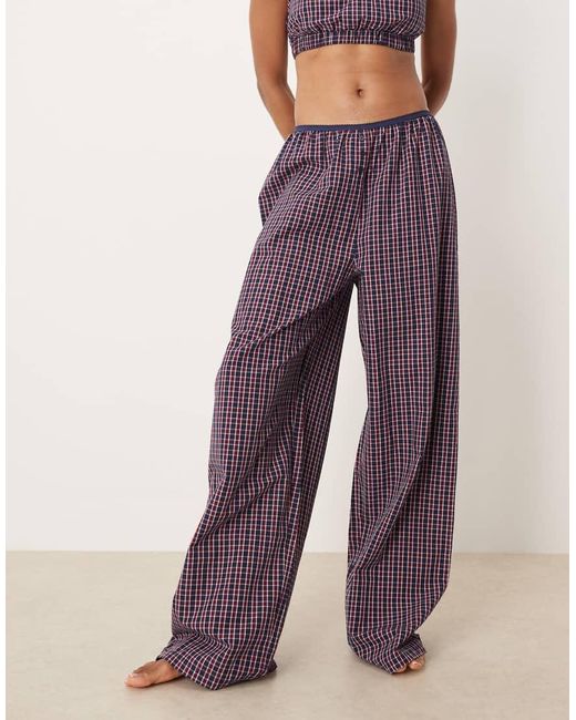 Pantalones De Pijama A Cuadros Rojos Y Azules De Pernera Ancha Con Cinturilla Elástica De Asos Design Tall ASOS de color Purple