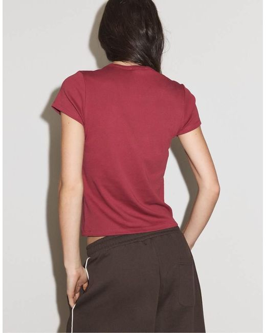 Stradivarius Red Printed Short Sleeve T-shirt