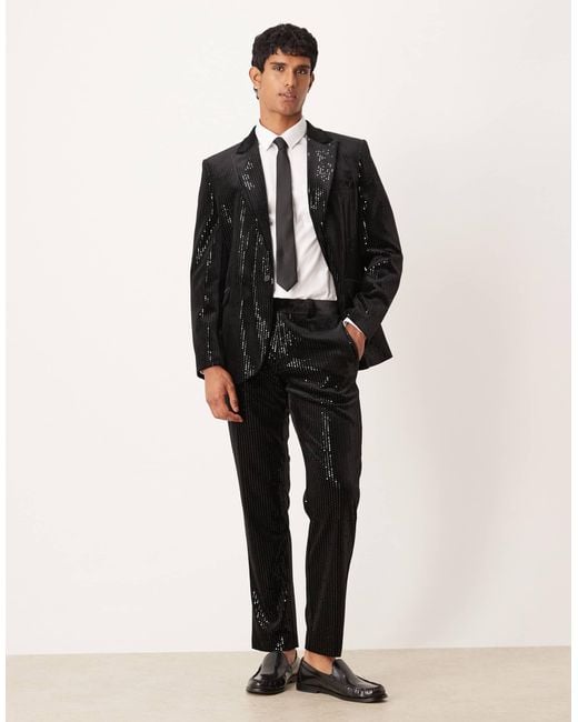 ASOS Black Slim Suit Trouser for men
