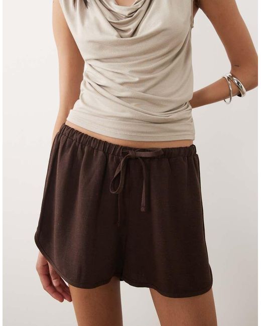 ASOS Brown Linen Blend Micro Runner Short