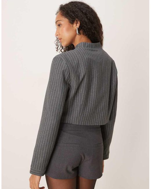 ASOS Gray Tailored Crop Zip Front Blazer