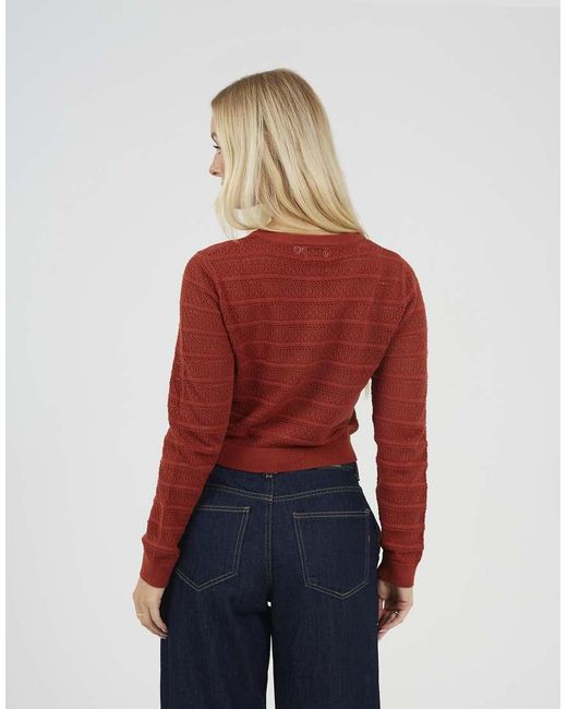 Brave Soul Red Stitch Detail Crew Neck Cardigan