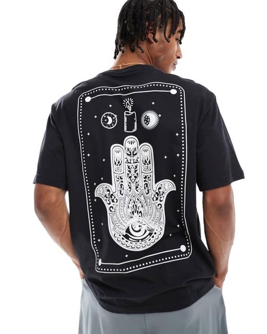 Only & Sons Black Oversized Fit T-shirt With Hamsa Hand Print for men