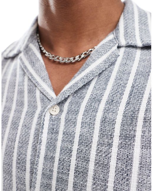 Camicia testurizzata oversize a righe di Jack & Jones in White da Uomo