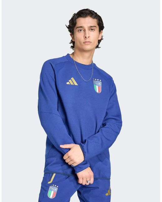 Adidas Originals Blue Italy Tiro Travel Crew Sweatshirt for men