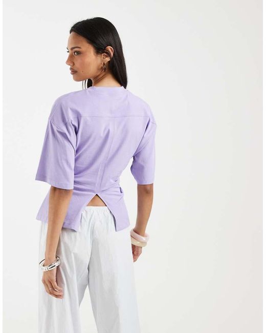 ASOS Purple Cinched Waist T-shirt With Palm Graphic