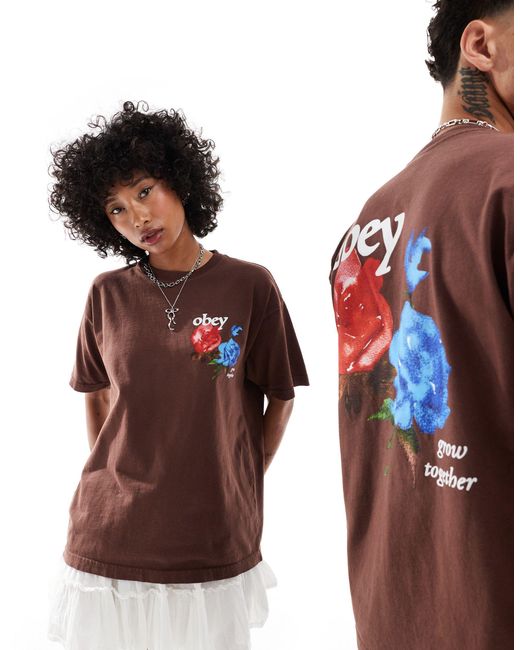 Camiseta unisex con estampado gráfico tintado Obey de color Blue