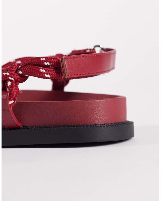 SEQWL Red Rope Strap Thong Sandals