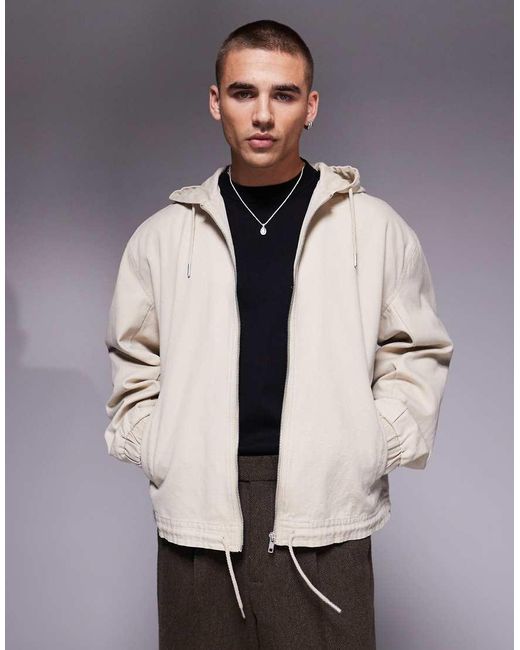Chaqueta Extragrande Con Capucha De Lona De Algodón De - Neutro ASOS de hombre de color Natural