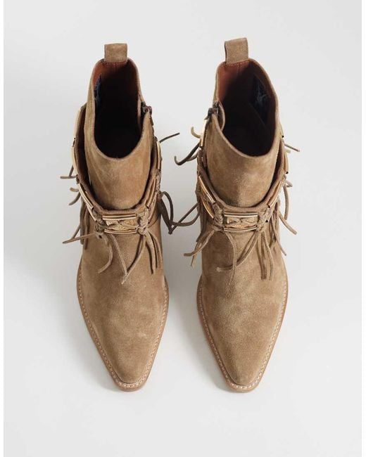 Bronx Brown New-kole Fringe Western Ankle Boots